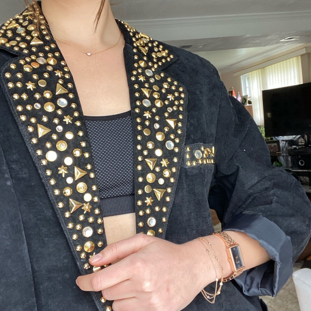 Vintage oversized studded 100% leather blazer